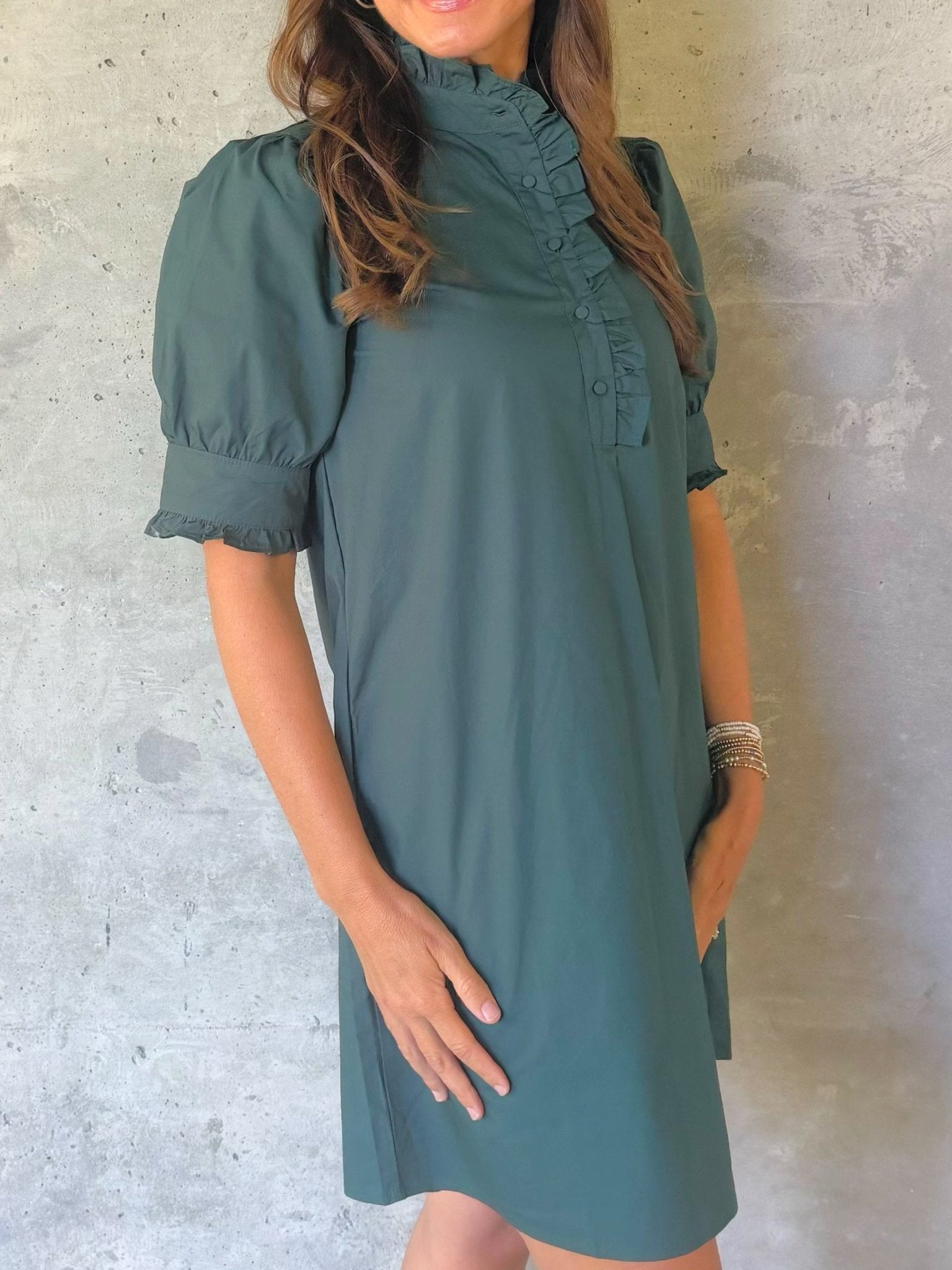 Evergreen Ruffle Mini Dress - Jessi Jayne Boutique