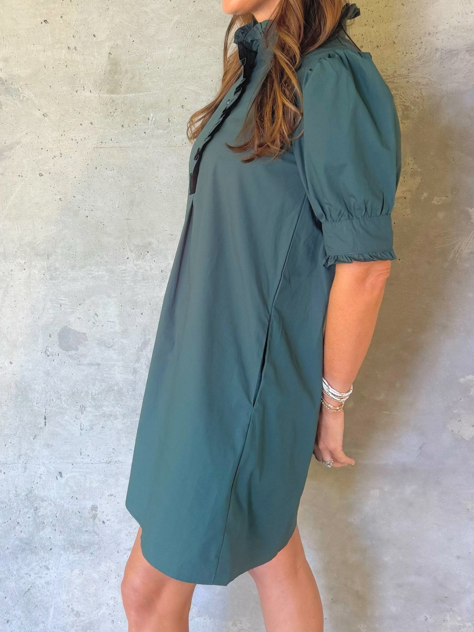 Evergreen Ruffle Mini Dress - Jessi Jayne Boutique