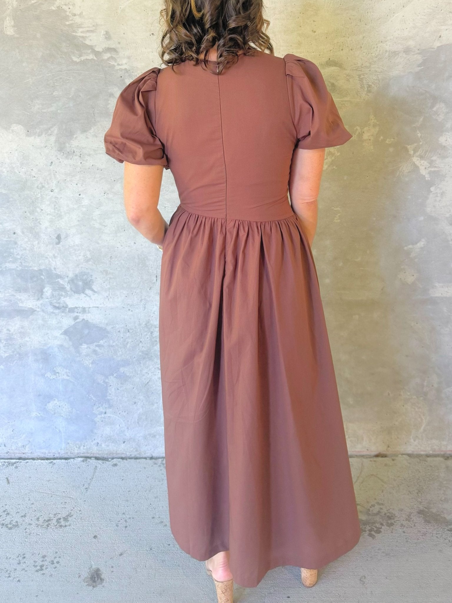 Brownwood Button Midi Dress - Jessi Jayne Boutique
