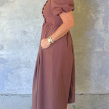 Brownwood Button Midi Dress
