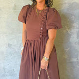 Brownwood Button Midi Dress