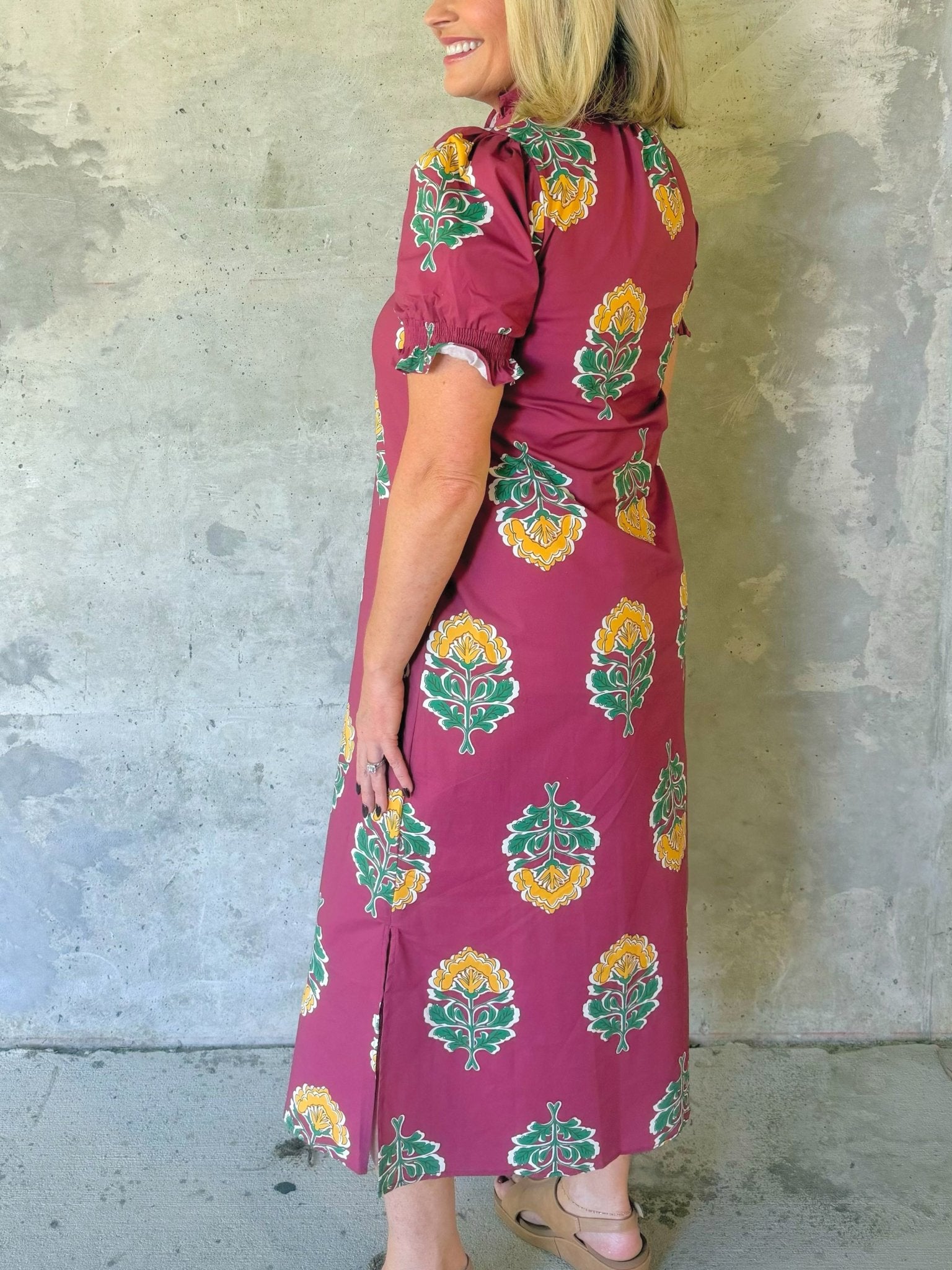 Cranberry Market Floral Midi Dress - Jessi Jayne Boutique
