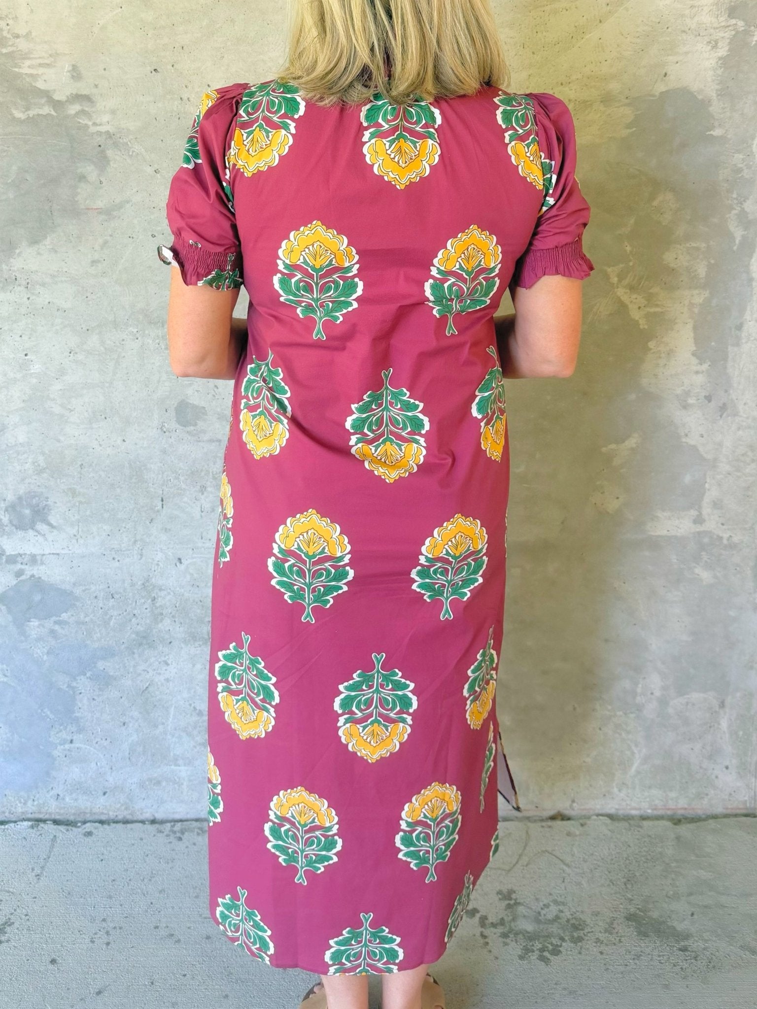 Cranberry Market Floral Midi Dress - Jessi Jayne Boutique