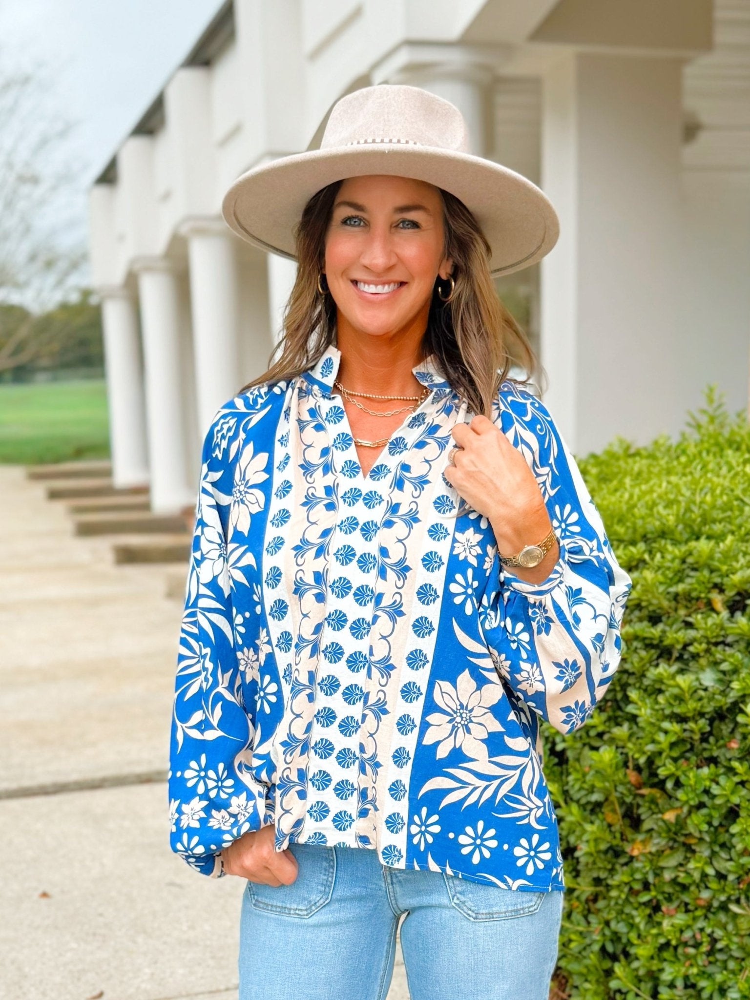 Cobalt Charm Boho Blouse - Jessi Jayne Boutique