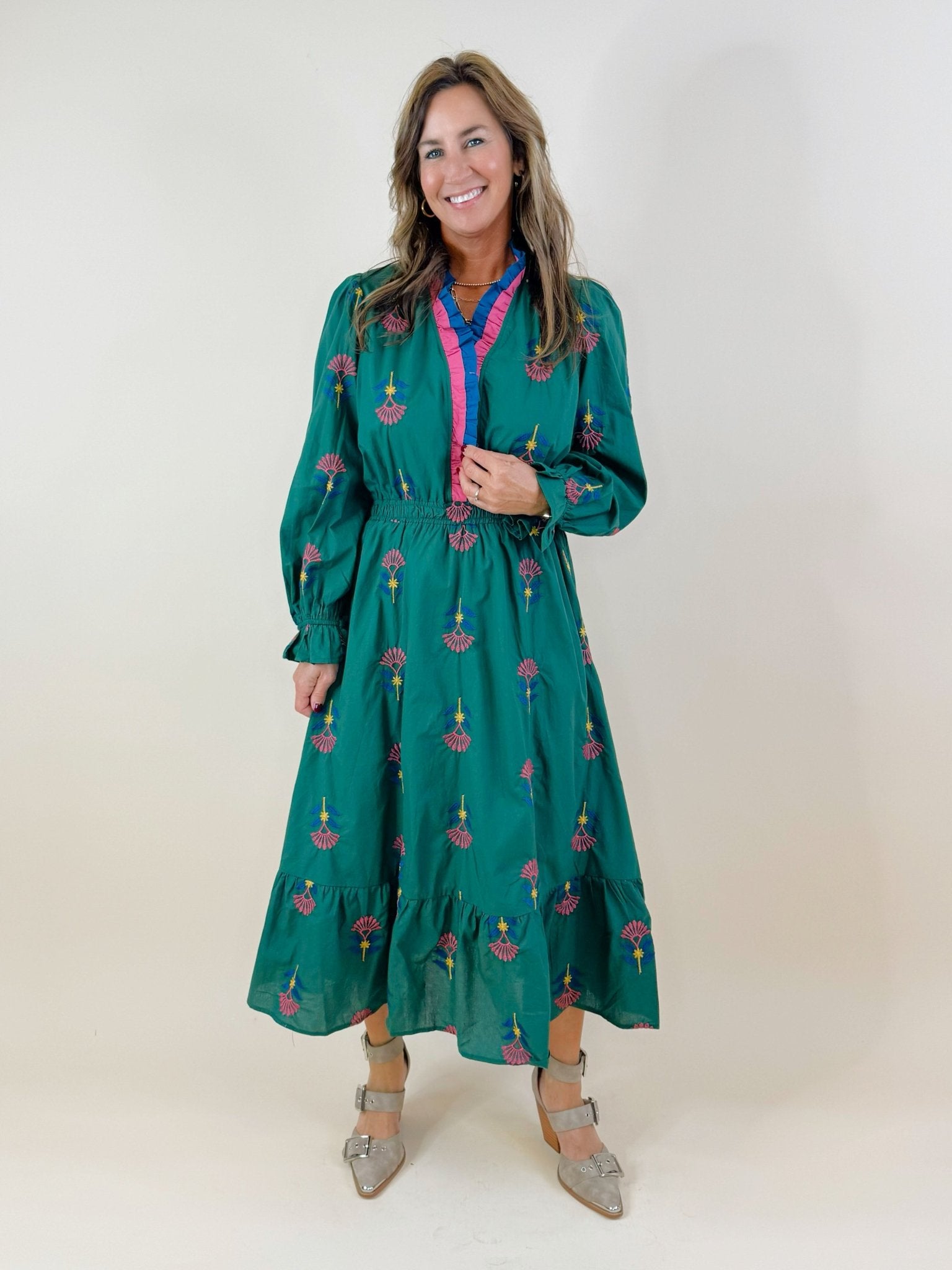 Forest Fairytale Embroidered Midi Dress - Jessi Jayne Boutique