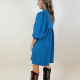 Slate Rose Bloom Jacquard Mini Dress - Jessi Jayne Boutique