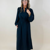 Midnight Grace Side - Slit Midi Dress - Jessi Jayne Boutique