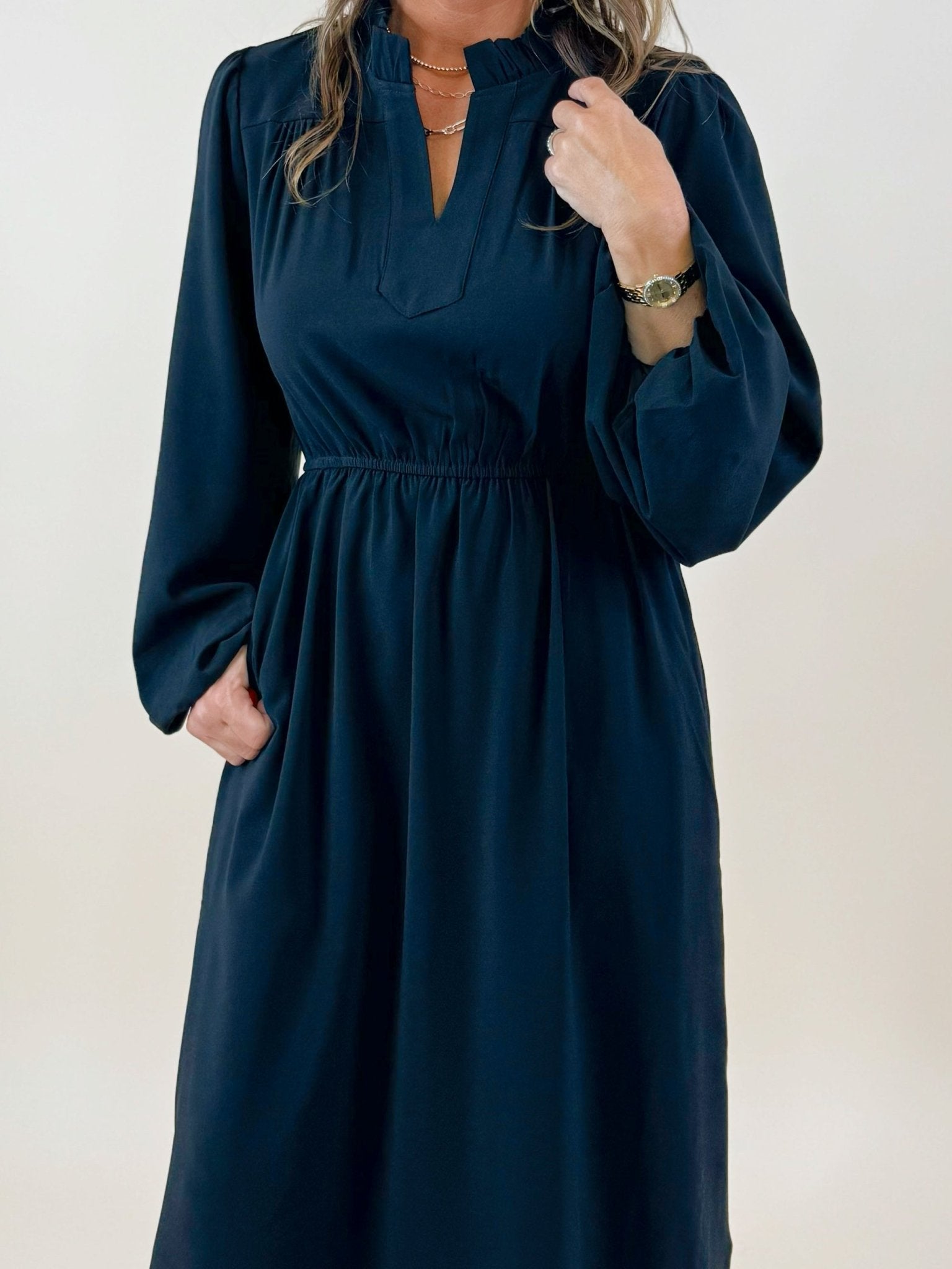 Midnight Grace Side - Slit Midi Dress - Jessi Jayne Boutique
