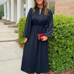 Midnight Grace Side - Slit Midi Dress - Jessi Jayne Boutique