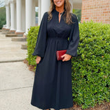Midnight Grace Side - Slit Midi Dress - Jessi Jayne Boutique