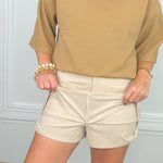 Beige Breeze Suede-Look Shorts - Jessi Jayne Boutique