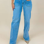 Put You First High Rise Vervet Patch Pocket Wide Leg Jeans 32" Inseam - Jessi Jayne Boutique