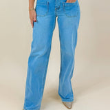 Put You First High Rise Vervet Patch Pocket Wide Leg Jeans 32" Inseam - Jessi Jayne Boutique