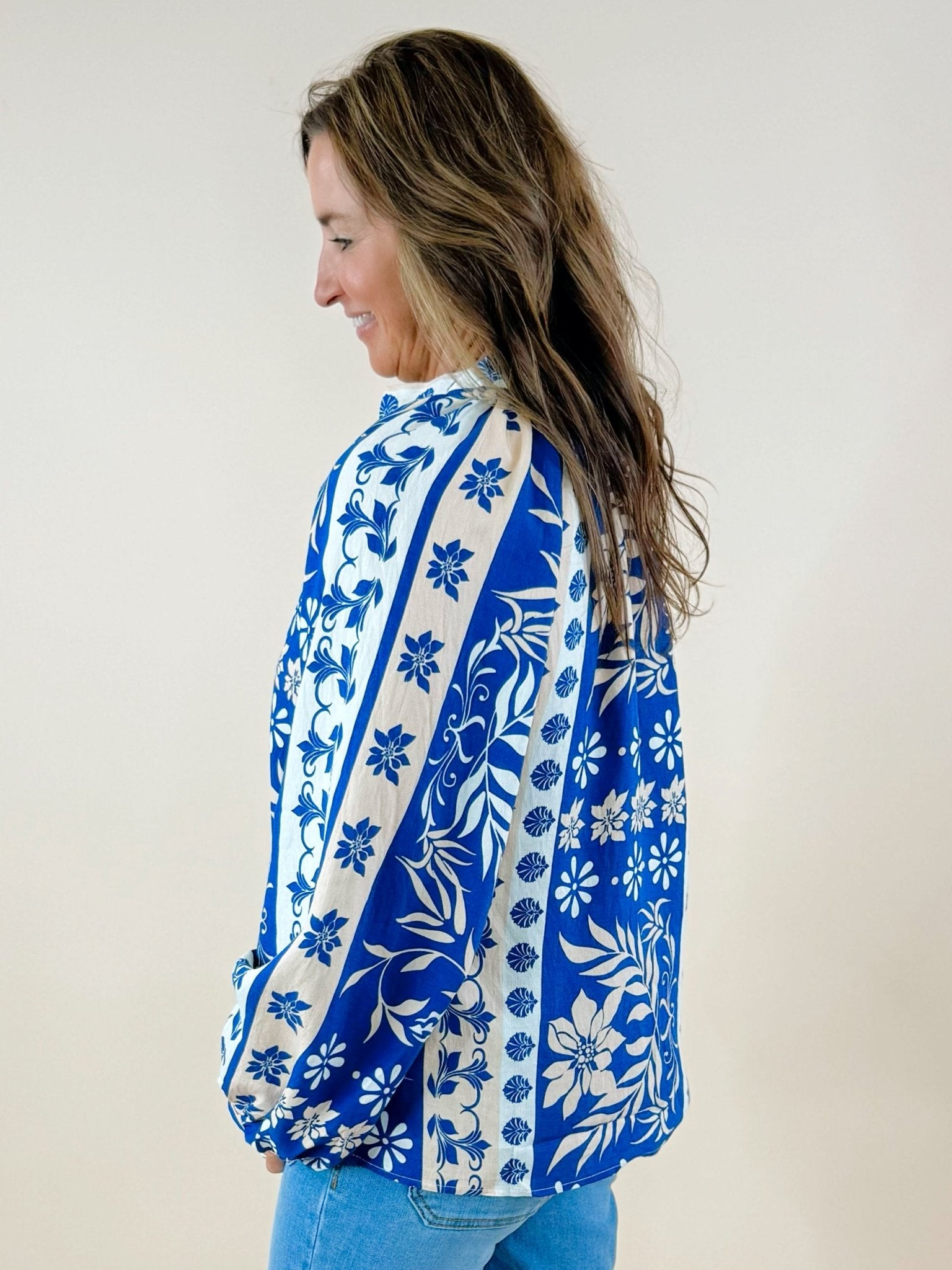Cobalt Charm Boho Blouse - Jessi Jayne Boutique