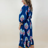Garden Patchwork Border Midi Dress - Jessi Jayne Boutique
