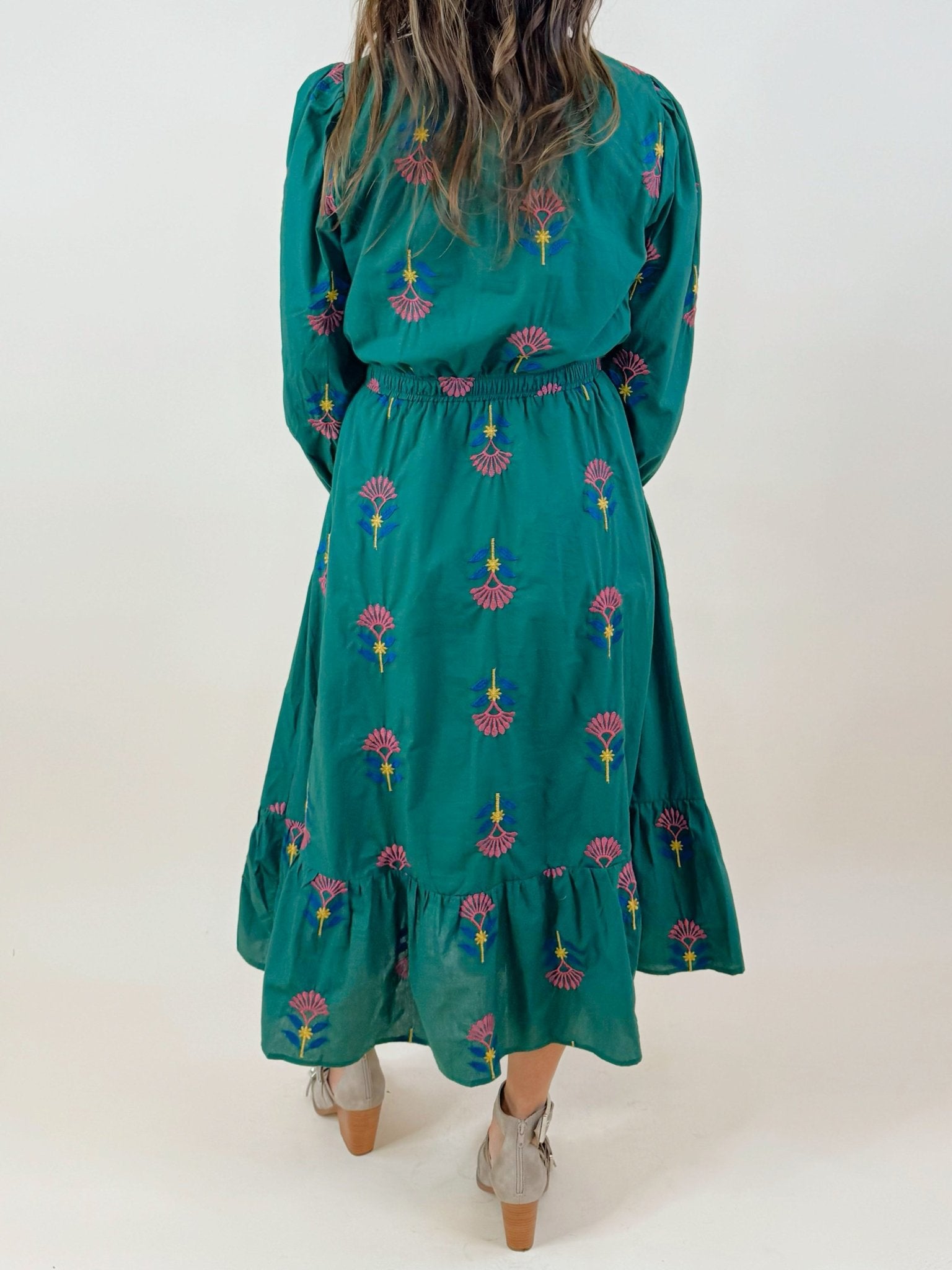 Forest Fairytale Embroidered Midi Dress - Jessi Jayne Boutique