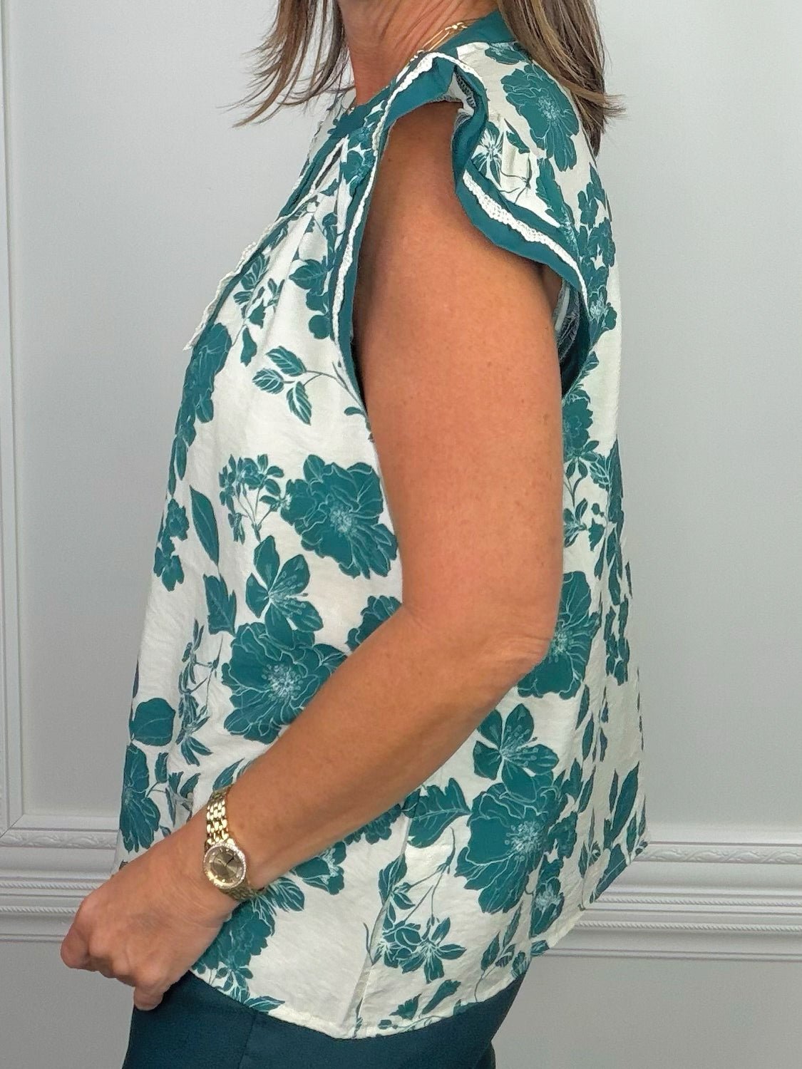 Emerald Garden Floral Blouse - Jessi Jayne Boutique