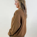 Chestnut Contrast Stitch Pullover - Jessi Jayne Boutique
