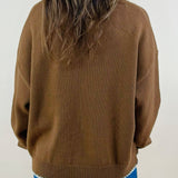 Chestnut Contrast Stitch Pullover - Jessi Jayne Boutique