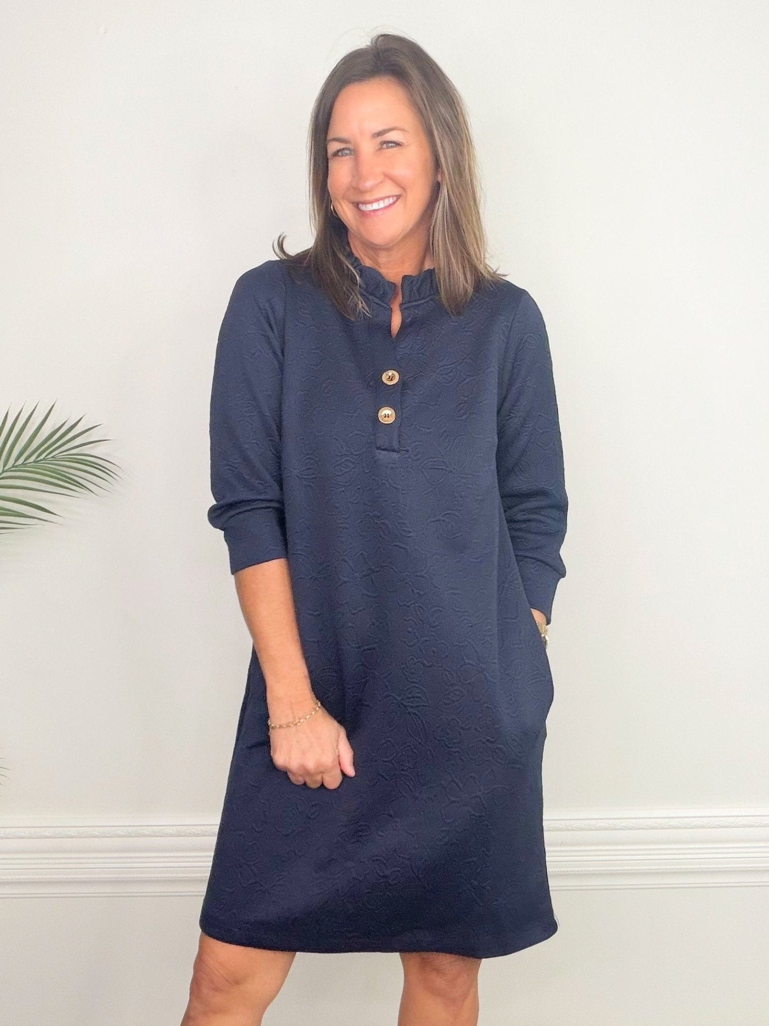 Kensington Textured Shift Dress - Jessi Jayne Boutique