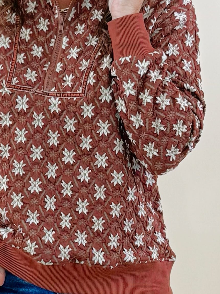 Rustic Snowfall Jacquard Quarter - Zip Pullover - Jessi Jayne Boutique