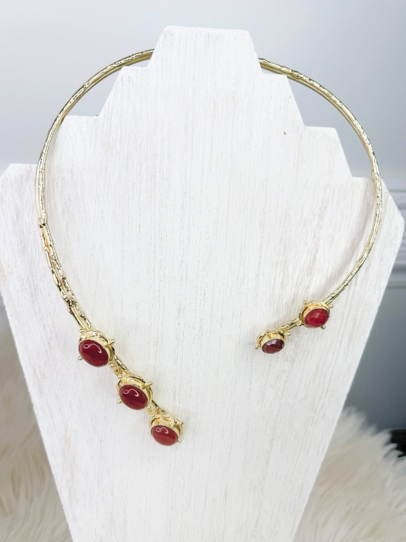 Crimson Cascade Stone Collar Necklace - Jessi Jayne Boutique