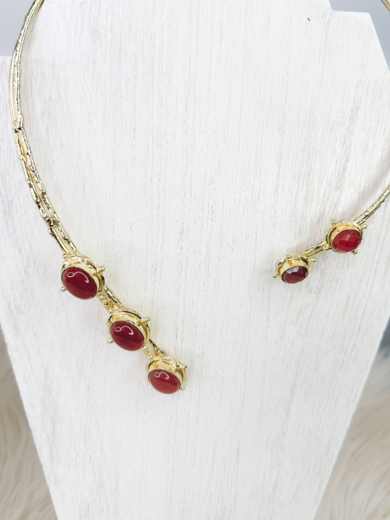 Crimson Cascade Stone Collar Necklace - Jessi Jayne Boutique