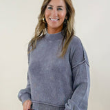 Stonewashed Mock Neck Sweater - Jessi Jayne Boutique