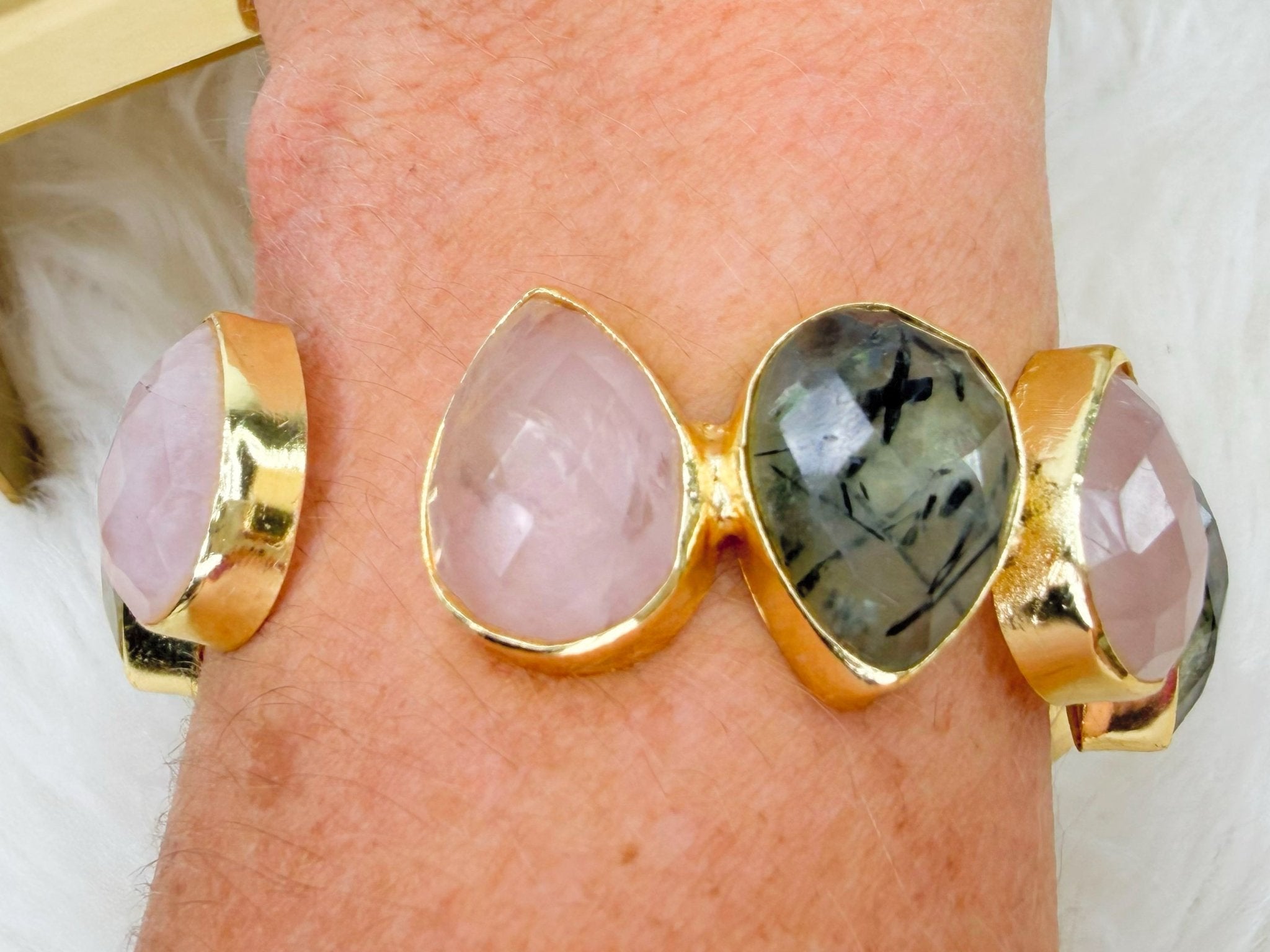 Blush & Sage Teardrop Stone Cuff - Jessi Jayne Boutique
