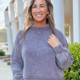 Stonewashed Mock Neck Sweater - Jessi Jayne Boutique
