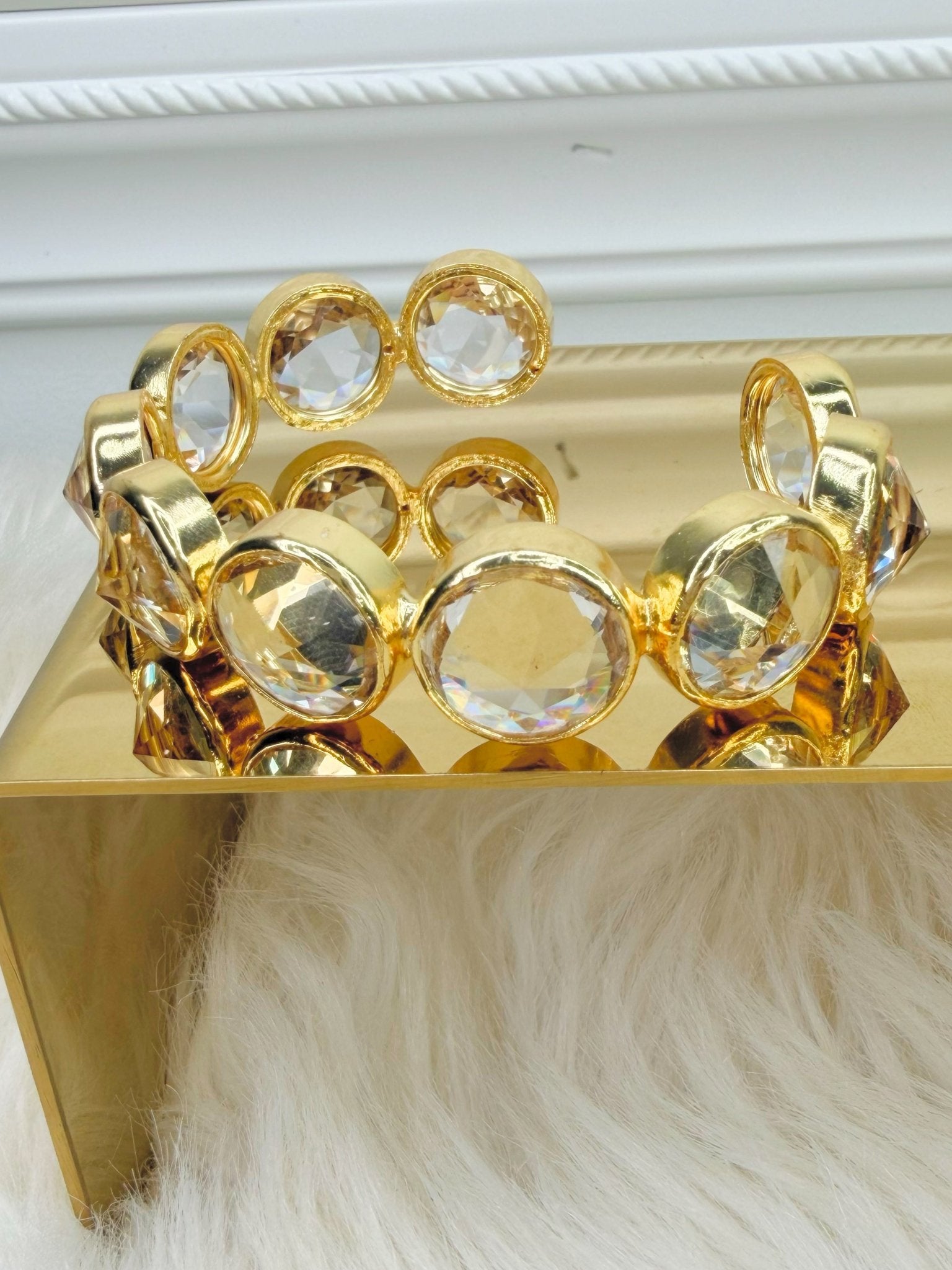 Crystal Clear Faceted Stone Cuff - Jessi Jayne Boutique