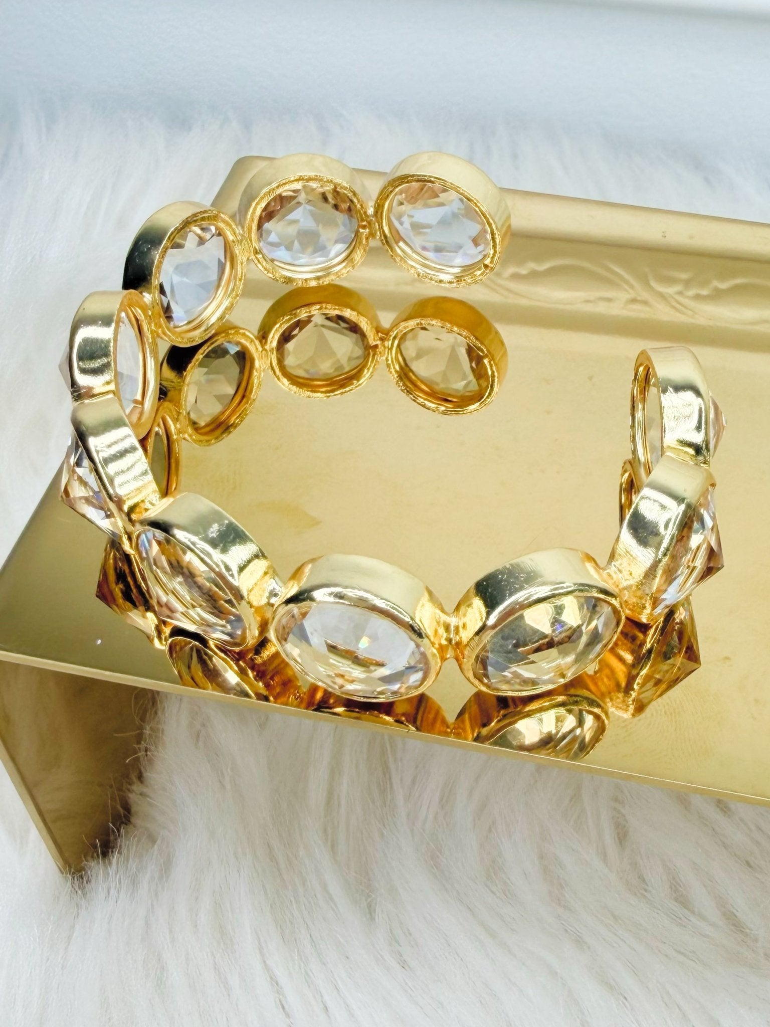 Crystal Clear Faceted Stone Cuff - Jessi Jayne Boutique