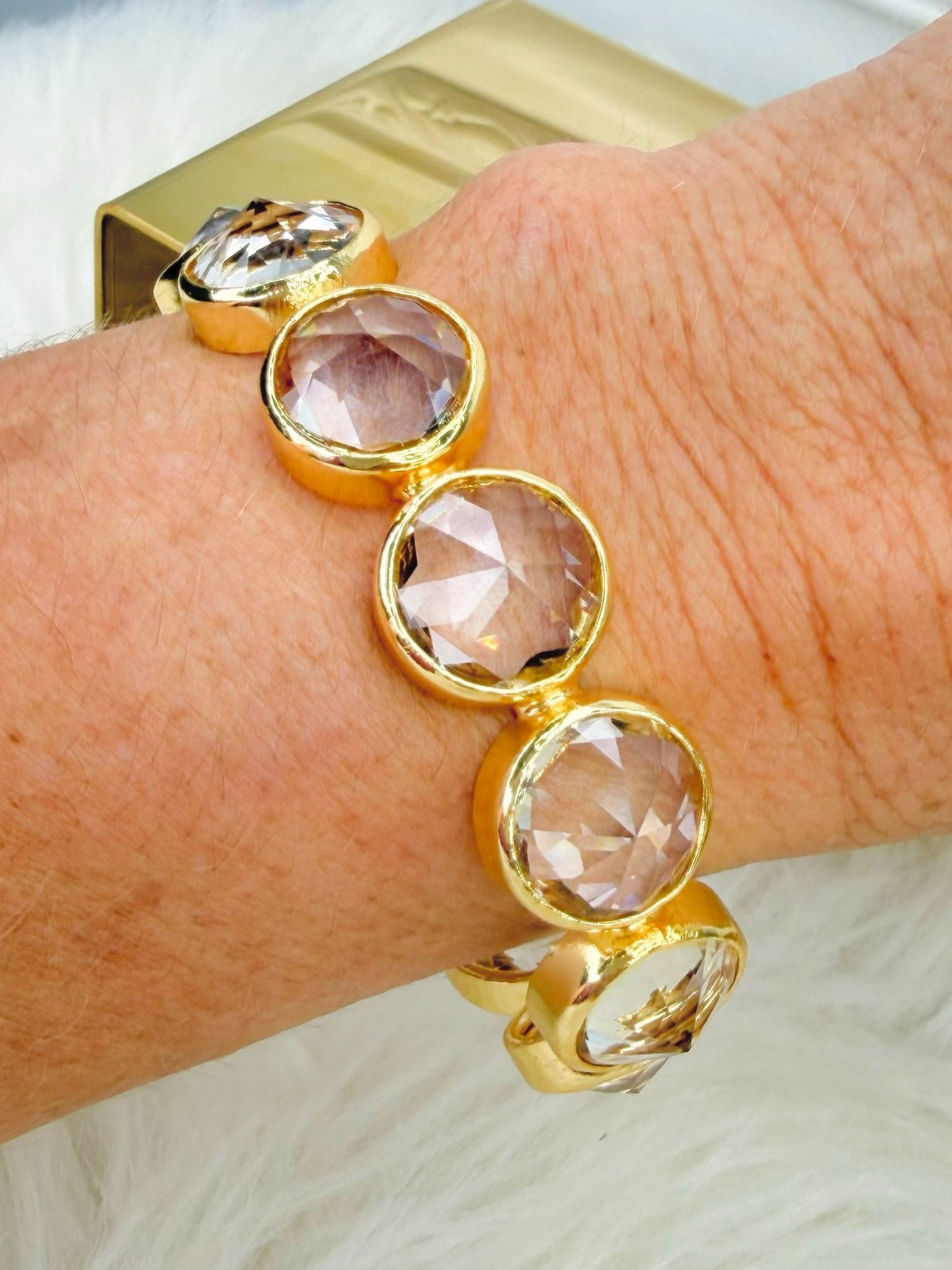 Crystal Clear Faceted Stone Cuff - Jessi Jayne Boutique