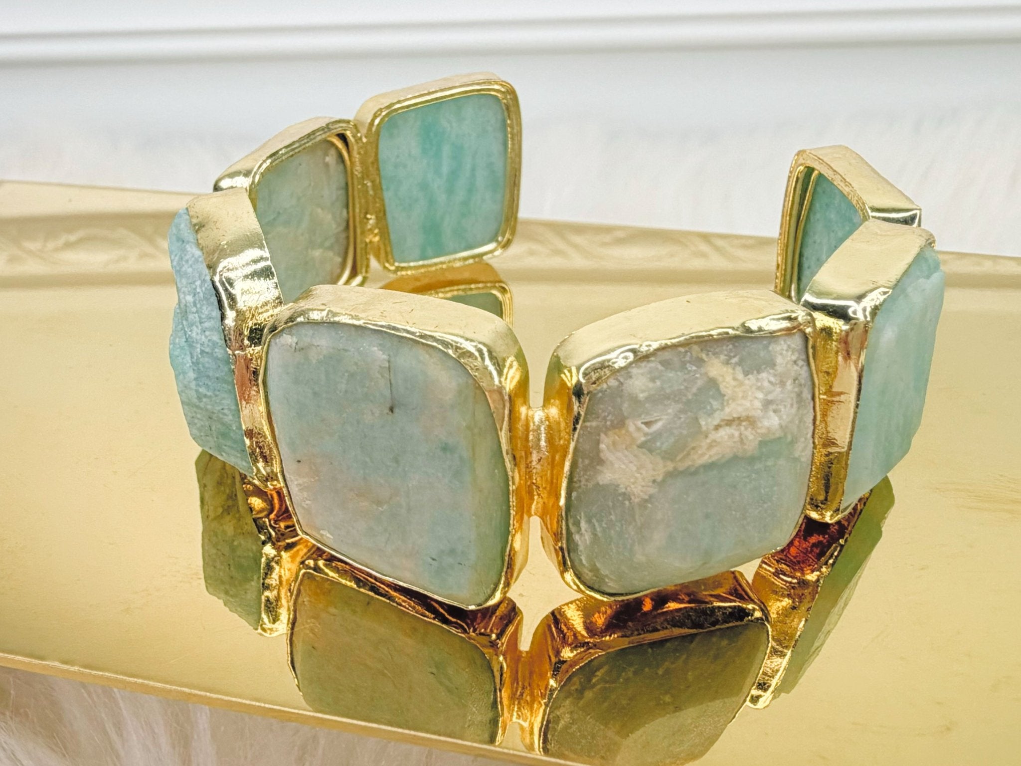 Seafoam Square Stone Cuff - Jessi Jayne Boutique