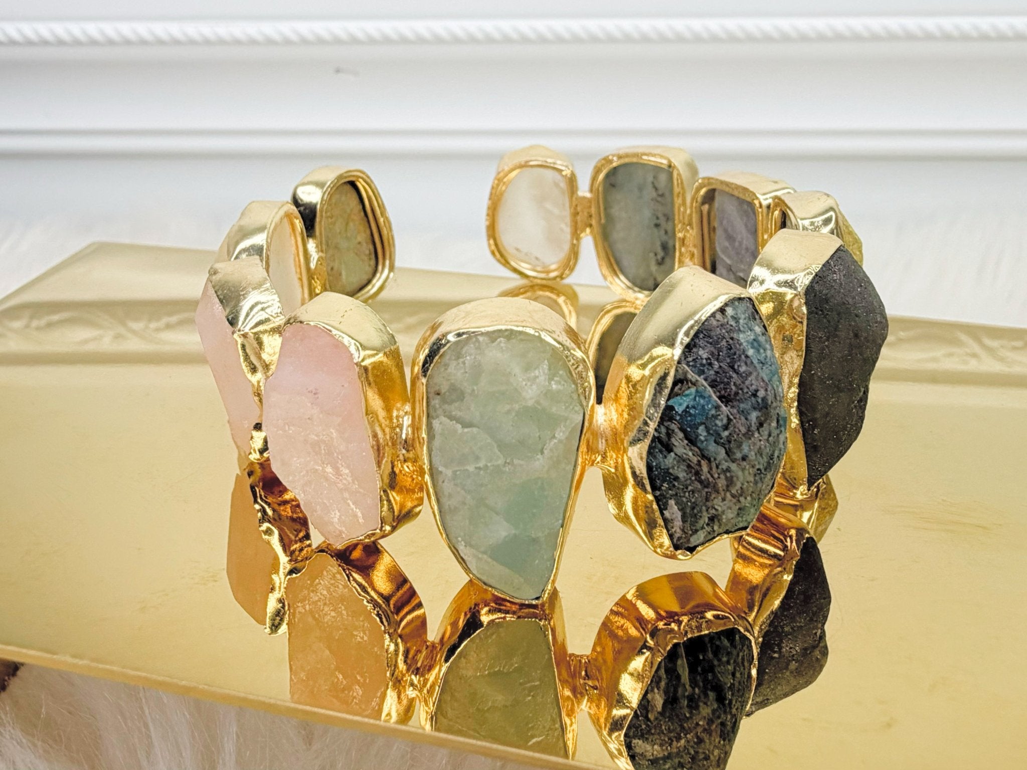 Wanderer Mixed Raw Stone Cuff - Jessi Jayne Boutique