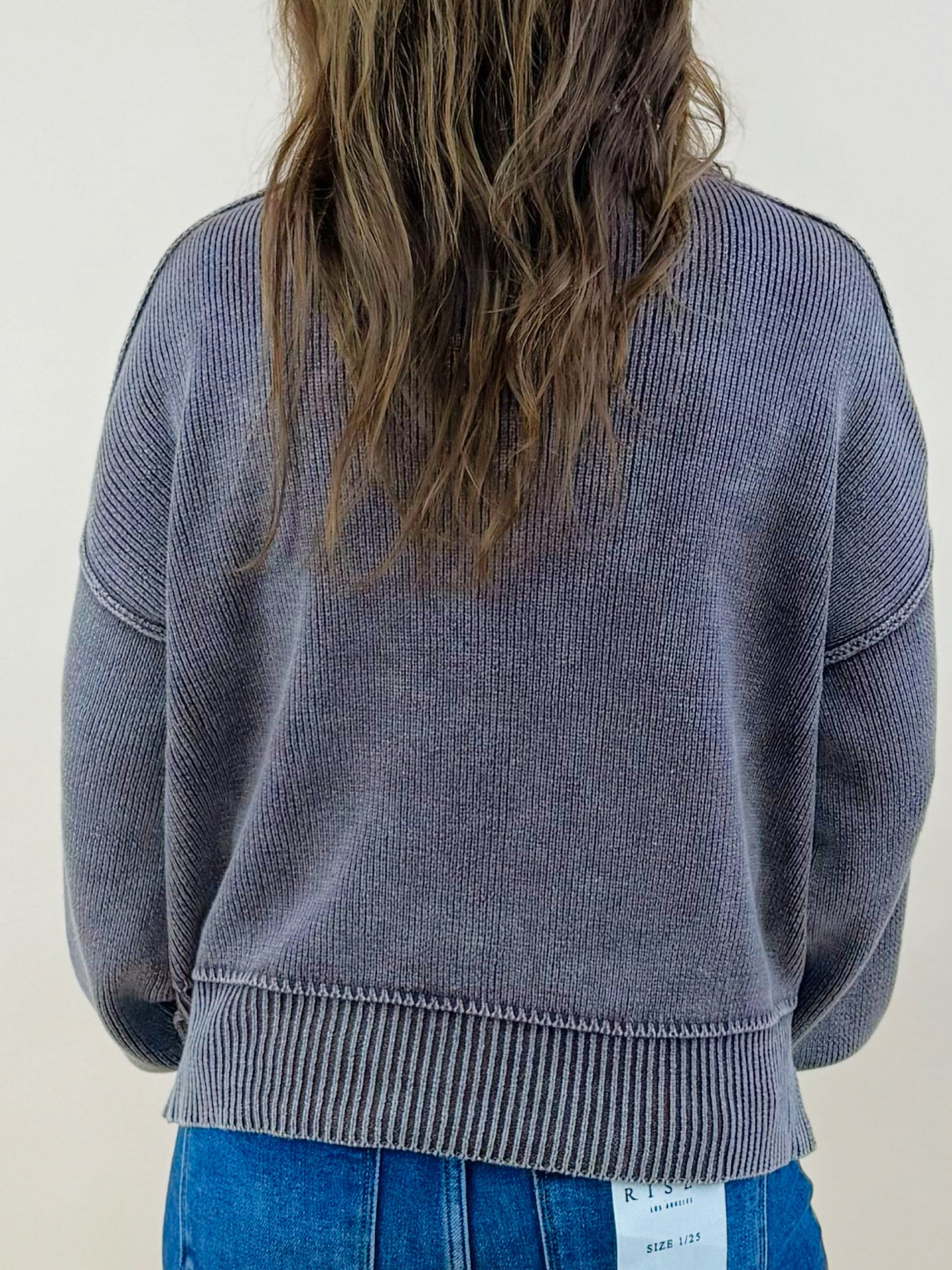 Stonewashed Mock Neck Sweater - Jessi Jayne Boutique