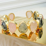 Blush & Sage Teardrop Stone Cuff - Jessi Jayne Boutique