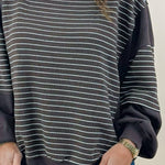 Mocha Contrast Stripe Knit Top - Jessi Jayne Boutique