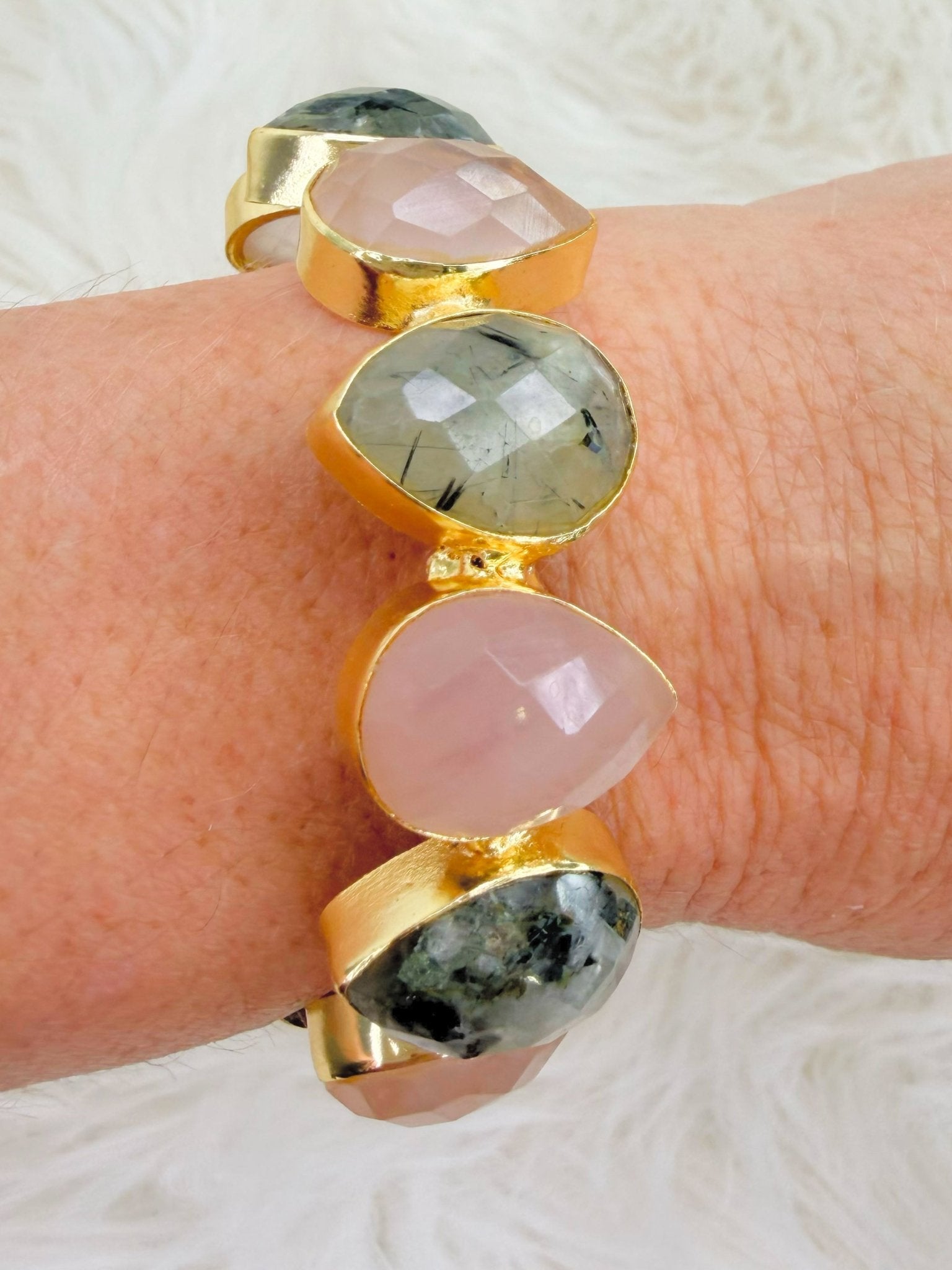 Blush & Sage Teardrop Stone Cuff - Jessi Jayne Boutique