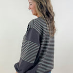 Mocha Contrast Stripe Knit Top - Jessi Jayne Boutique