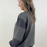Mocha Contrast Stripe Knit Top - Jessi Jayne Boutique