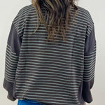 Mocha Contrast Stripe Knit Top - Jessi Jayne Boutique