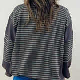 Mocha Contrast Stripe Knit Top - Jessi Jayne Boutique