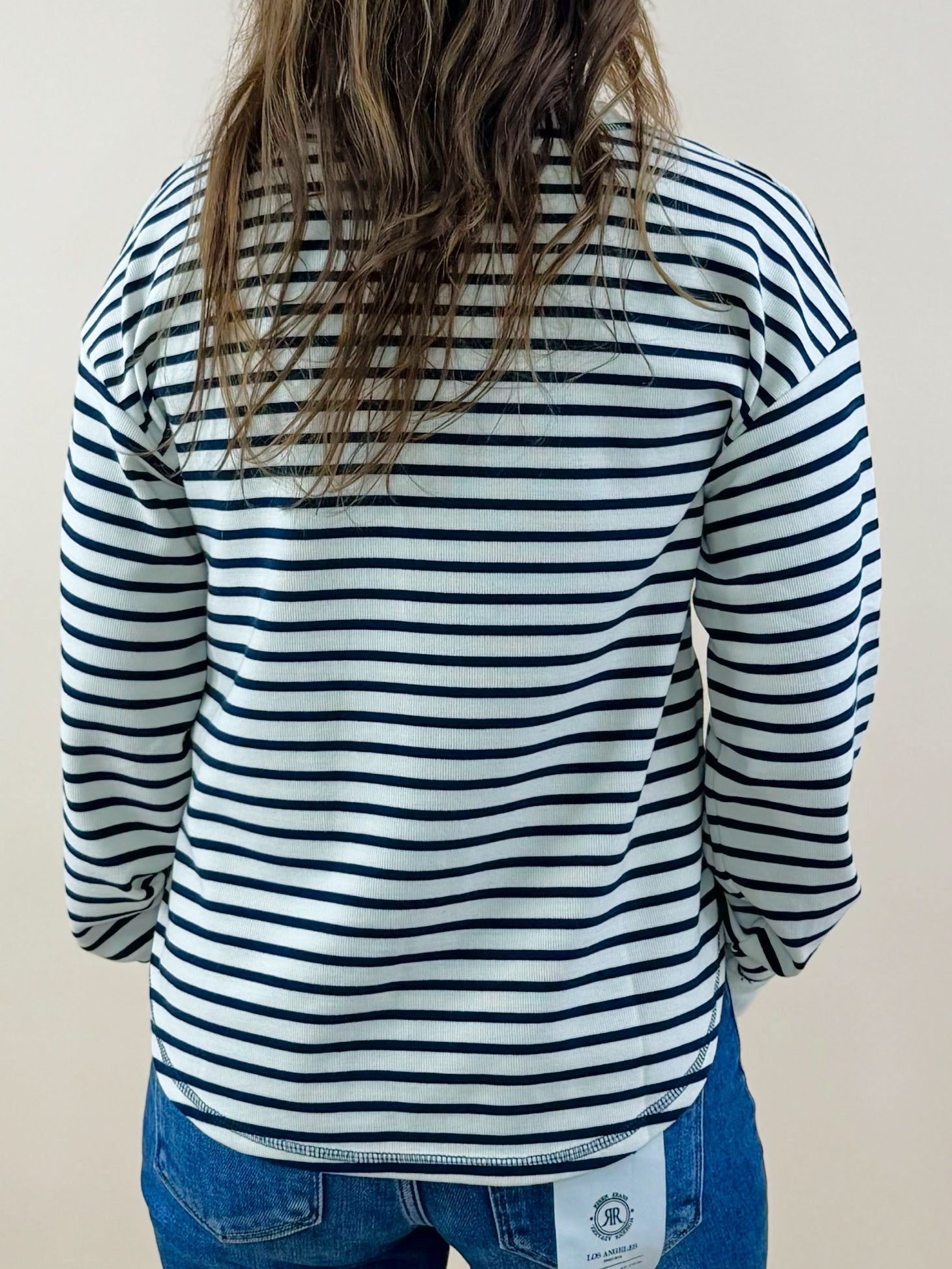Maple Grove Navy Stripe Henley Top - Jessi Jayne Boutique
