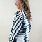 Maple Grove Navy Stripe Henley Top - Jessi Jayne Boutique