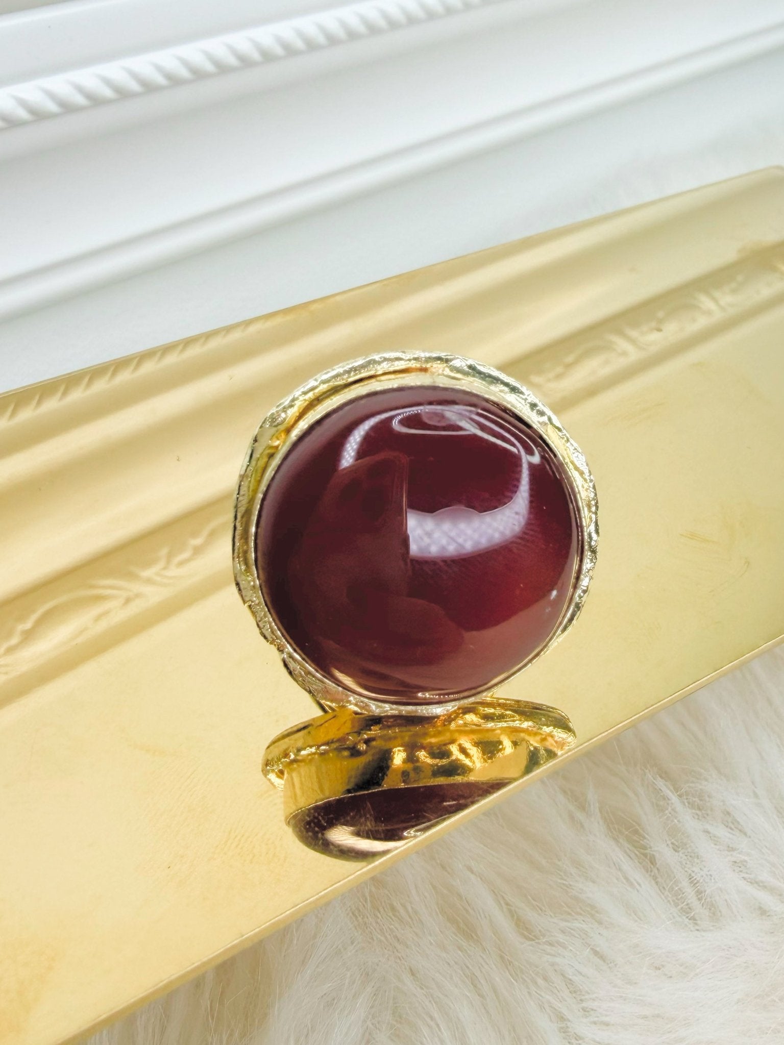 Black Cherry Oval Stone Ring - Jessi Jayne Boutique