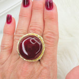 Black Cherry Oval Stone Ring