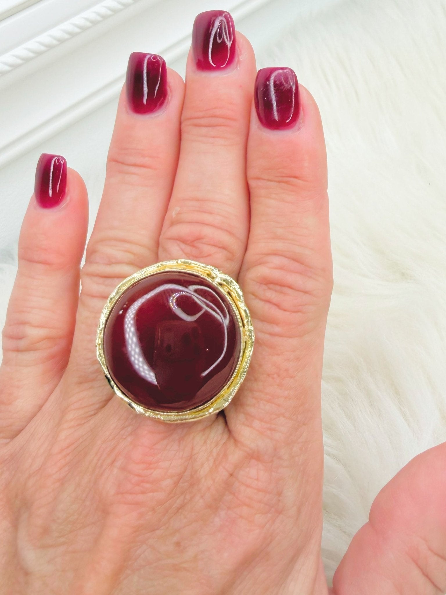 Black Cherry Oval Stone Ring - Jessi Jayne Boutique