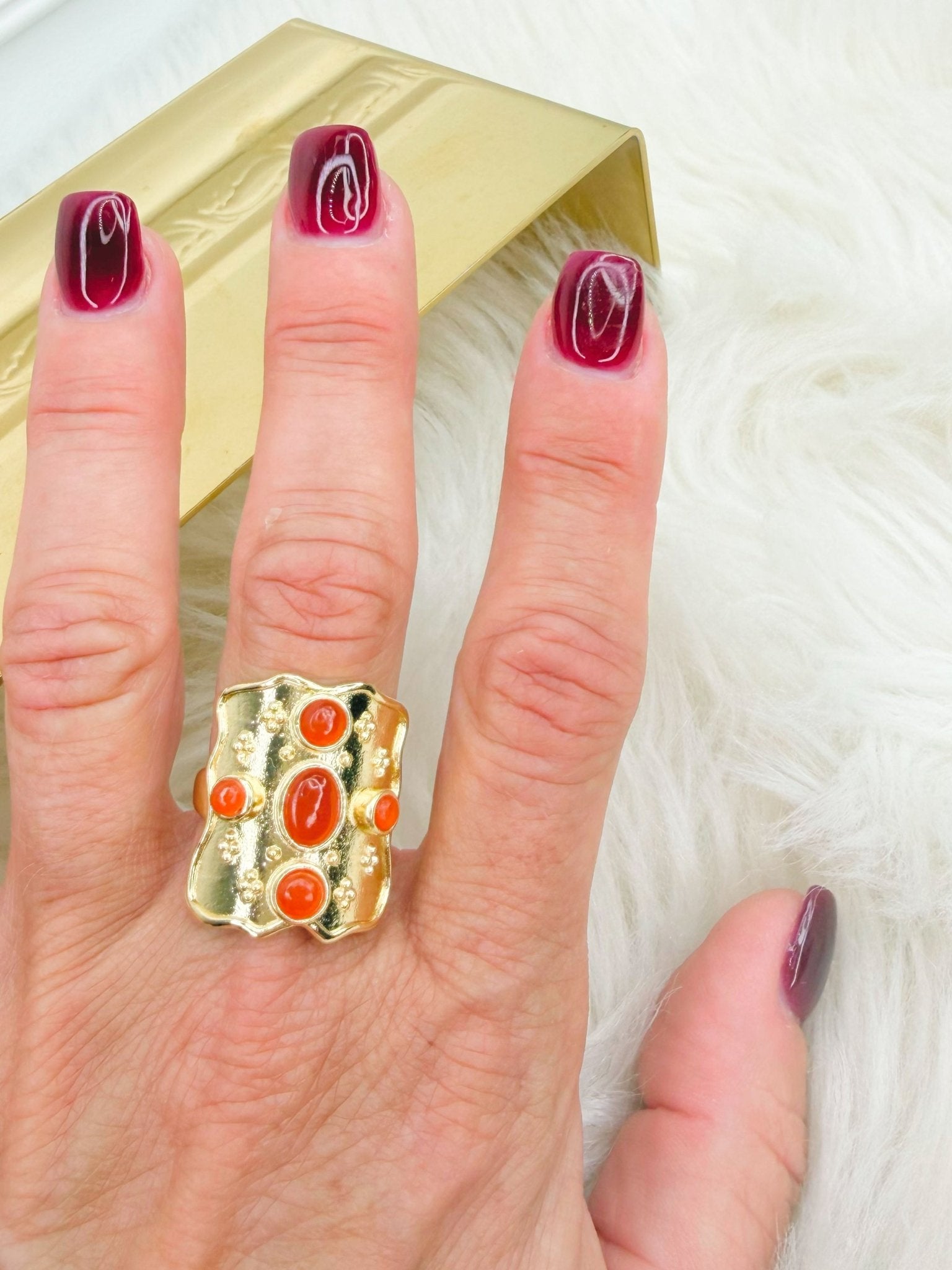 Sunset Coral Cluster Ring - Jessi Jayne Boutique