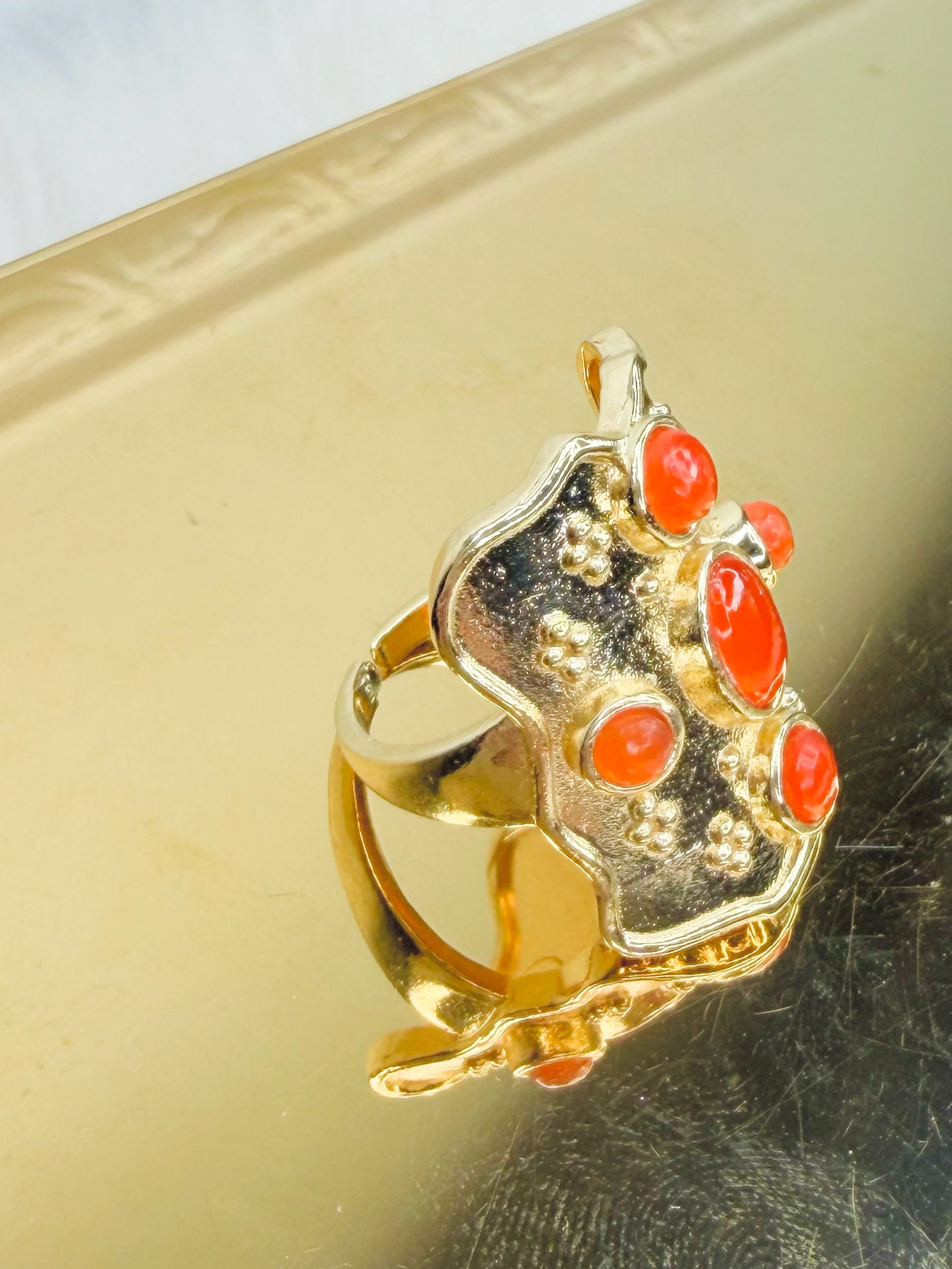 Sunset Coral Cluster Ring - Jessi Jayne Boutique